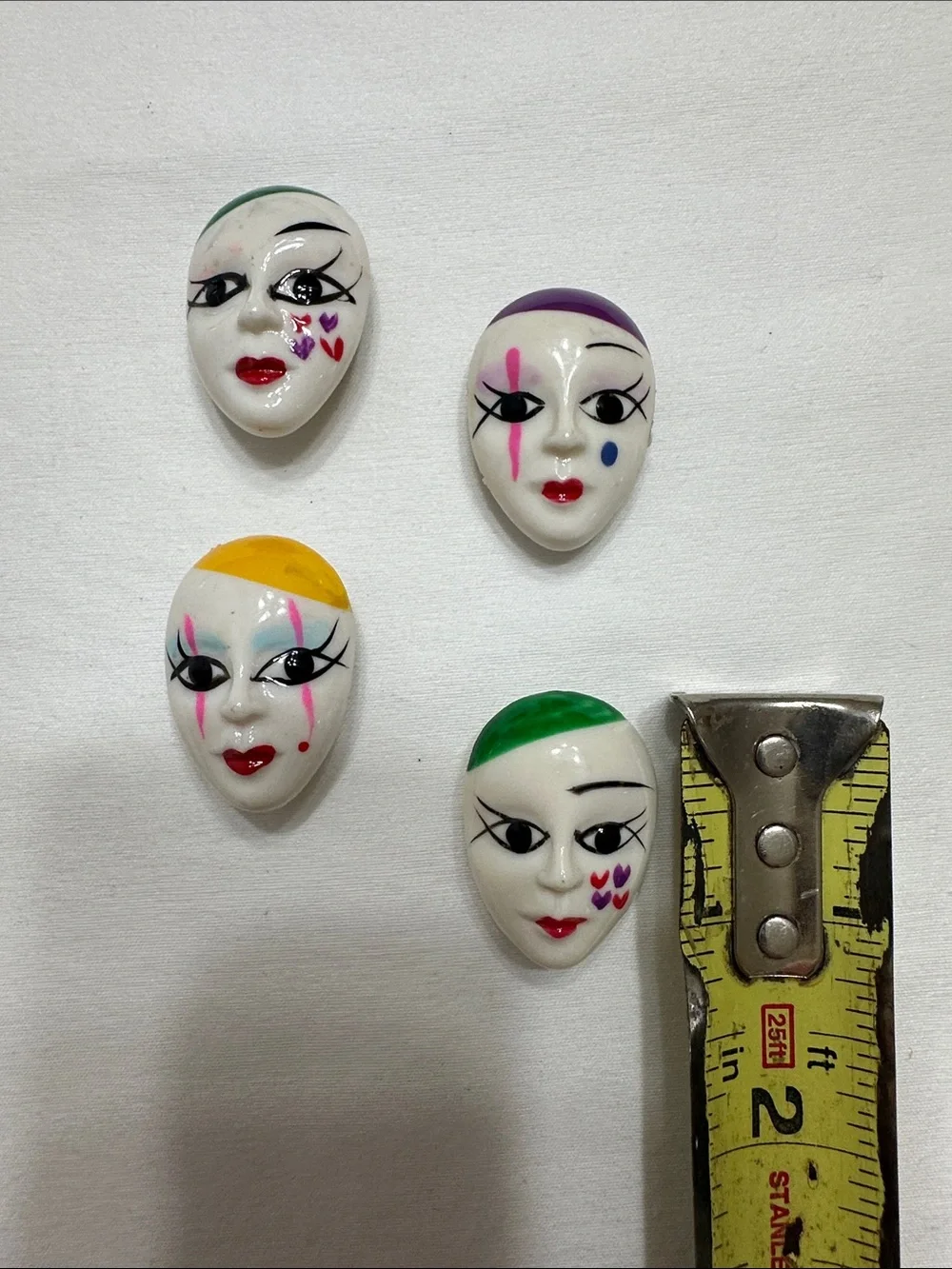 Artisan Ceramic Mask button covers- White with Multicolor Accents